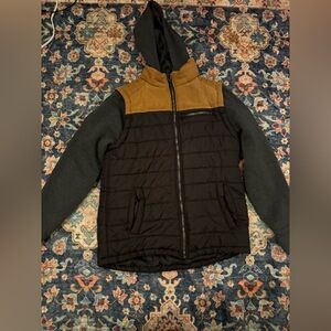 Black and Tan Quilted Jacket Mens Small